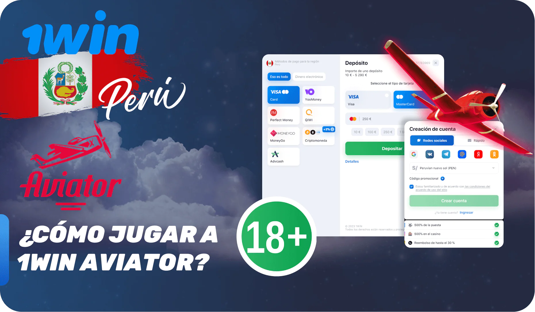 Para jugar Aviator con dinero real, debe crear una cuenta y reponer el saldo de una manera conveniente para usted