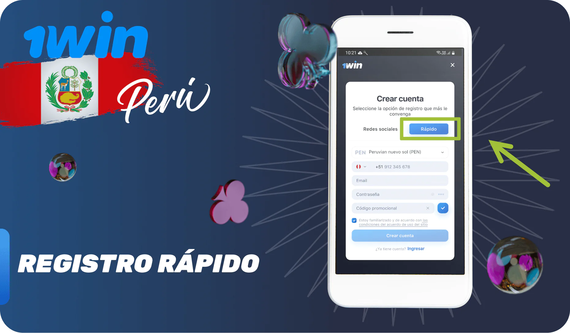 Método de registro rapido en 1win