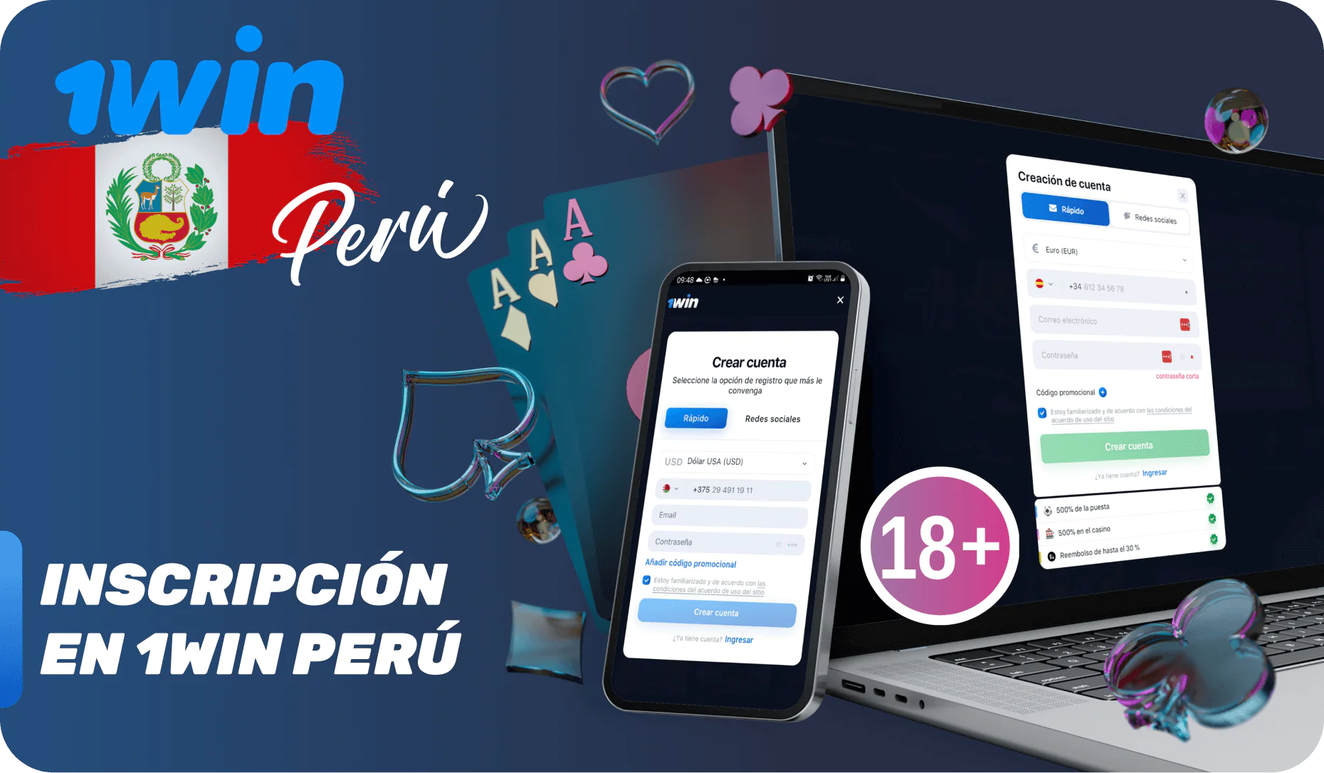 Para comenzar a apostar y jugar en el casino, un nuevo usuario debe registrarse en 1Win
