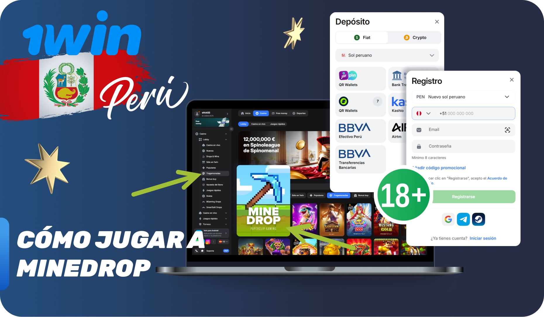 Instrucciones para empezar a jugar en 1win MineDrop con dinero real de manera rápida y fácil